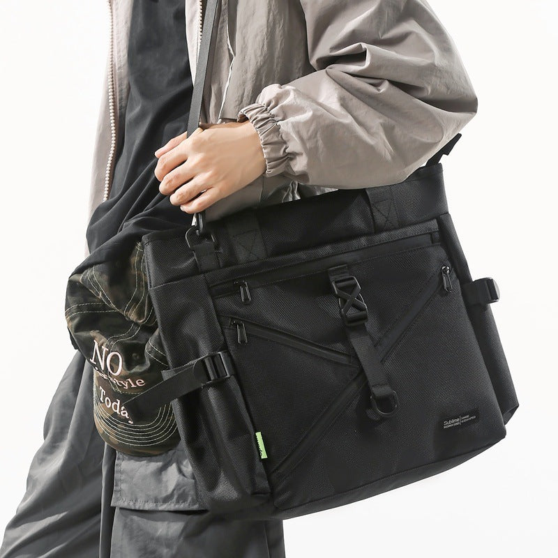 Cross-border trendy brand large-capacity tote bag, middle school student men's and women's multi-functional handbag, college student Oxford cloth messenger bag