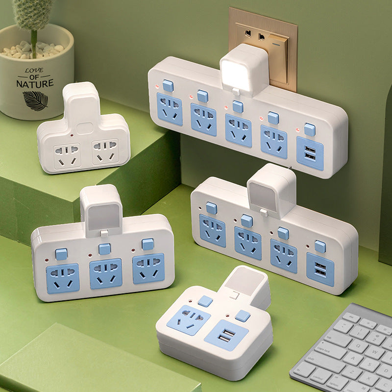 Multi-outlet adapter plug splitter power strip - one-to-many panel, multi-port wireless power strip (cordless)