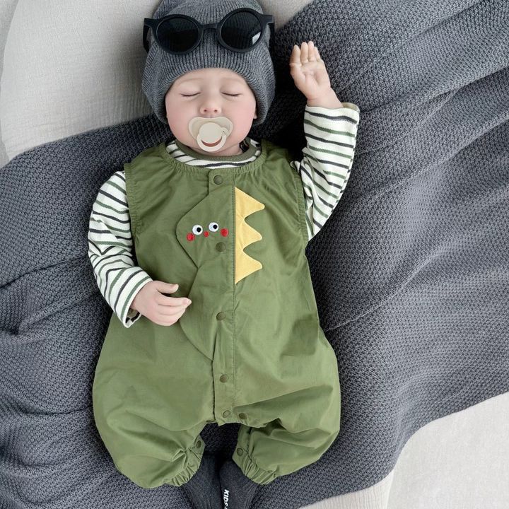 Trendy boys' clothing: adorable new spring/autumn overalls set for infants and toddlers - long-sleeved two-piece autumn outfit