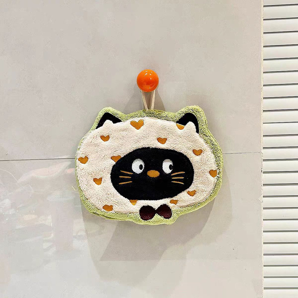 New arrival hanging thickened super absorbent cute cartoon hand towel coral velvet small square towel kitchen and bathroom dual use