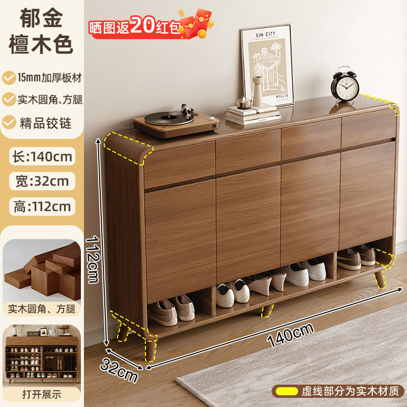 Shoe cabinet household entrance home storage integrated against the wall indoor entrance corridor corridor 2025 explosion solid wood shoe rack