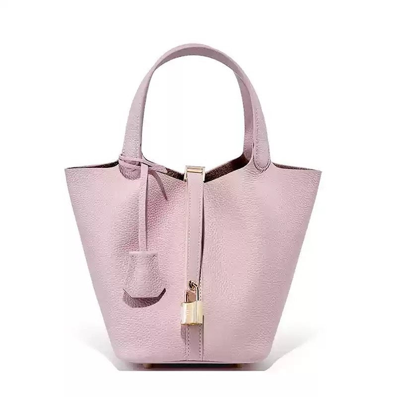 genuine leather women's bag bucket bag easiest for match 22cm large vegetable basket first layer cowhide women's 2025new arrivalsatchel bag