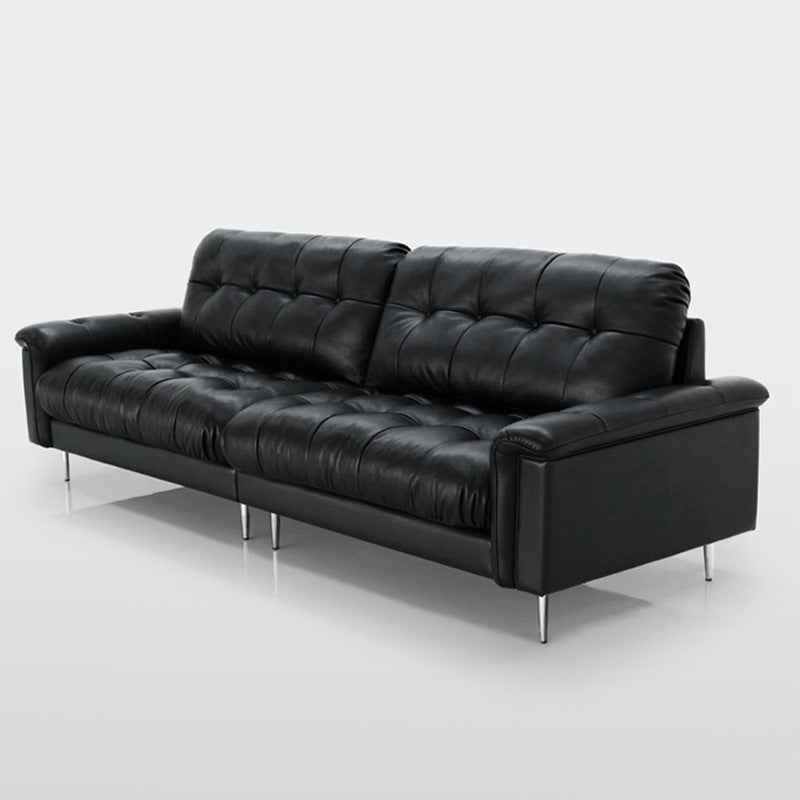 Time-increasing traceable nebula sofa straight row small apartment living room half green leather sofa medieval style oil wax jazz sofa