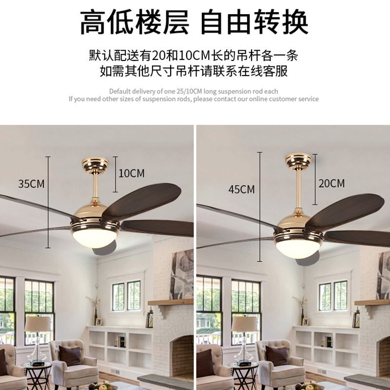 Cross-border fan light living room dining room ceiling fan light frequency conversion smart bedroom soft wind fan chandelier Zhongshan lighting