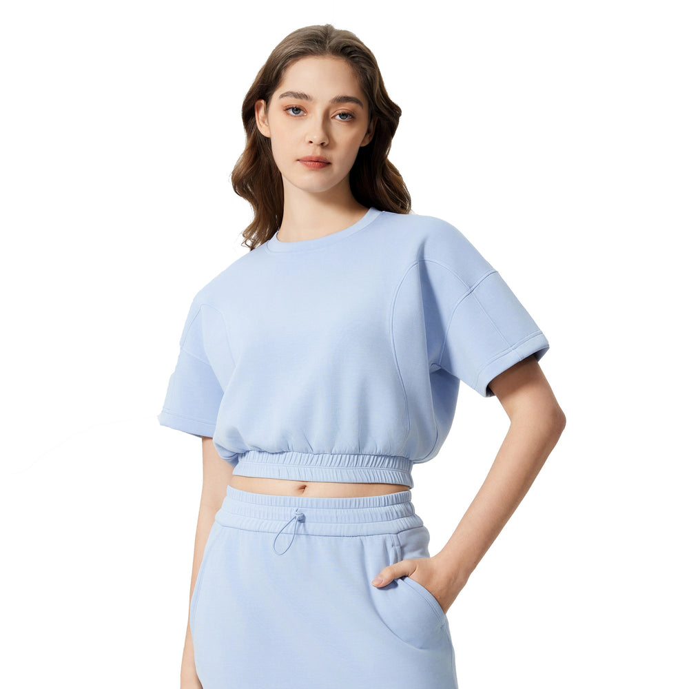 Summer air layer yoga top - women's cropped short sleeve - trendy & versatile fitness activewear tee - d25025