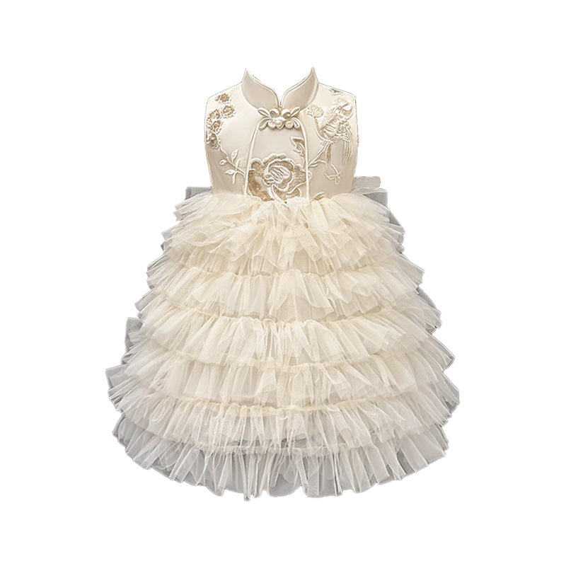 【clearance】girls' dress new summer baby sweet new chinese style formal dress sleeveless princess dress