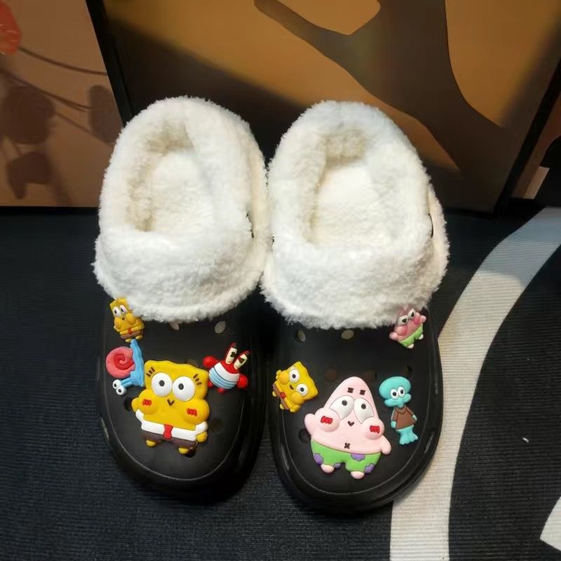 2025 croc shoes cotton slippers fleece-linedheattechpopularfashioneasiest for match indoor heightening eva casualoutwear cotton slippers