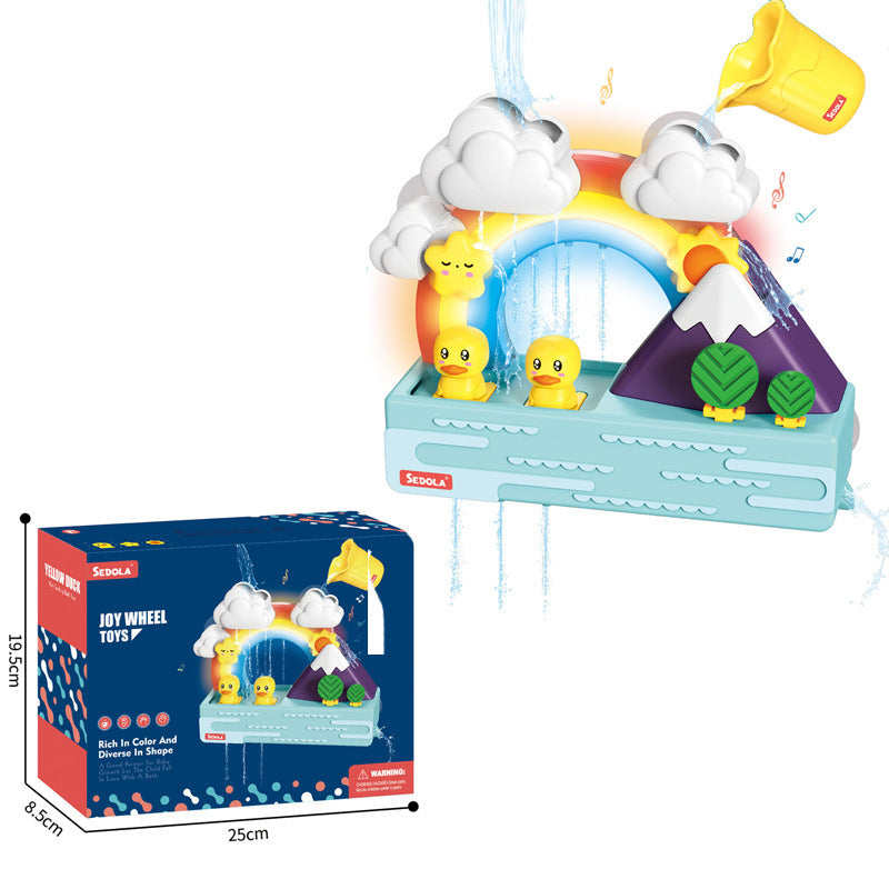 Kids' bath toys - summer sunflower shower head, little yellow duck water play toys, baby bath tub water fun set
