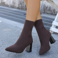 Plus sizeslimming look flying woven high-heeled fashion boots for women cross-border autumnew arrival pointed thick heel short socks boots 43