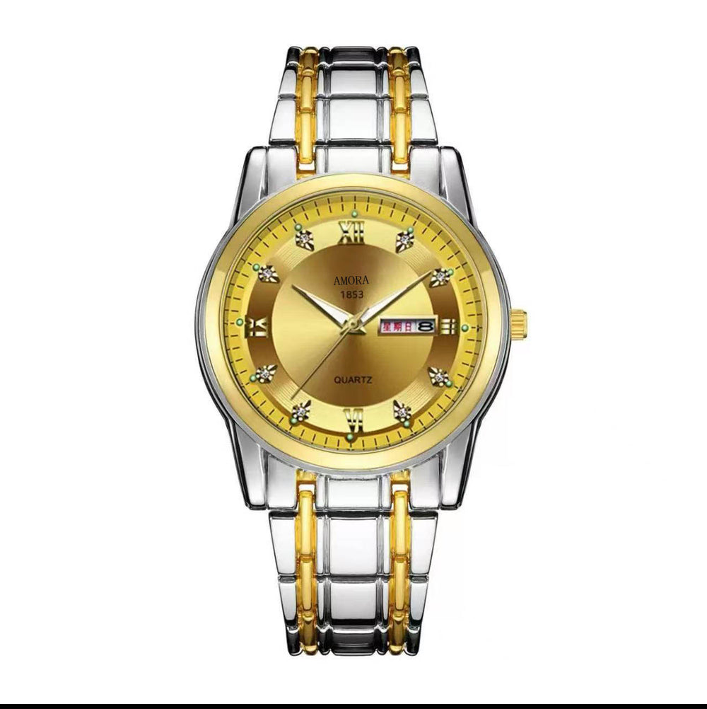 Xiangshiman fully automatic movement non-mechanical men watch double calendar luminous waterproof business steel wrist quartz watch