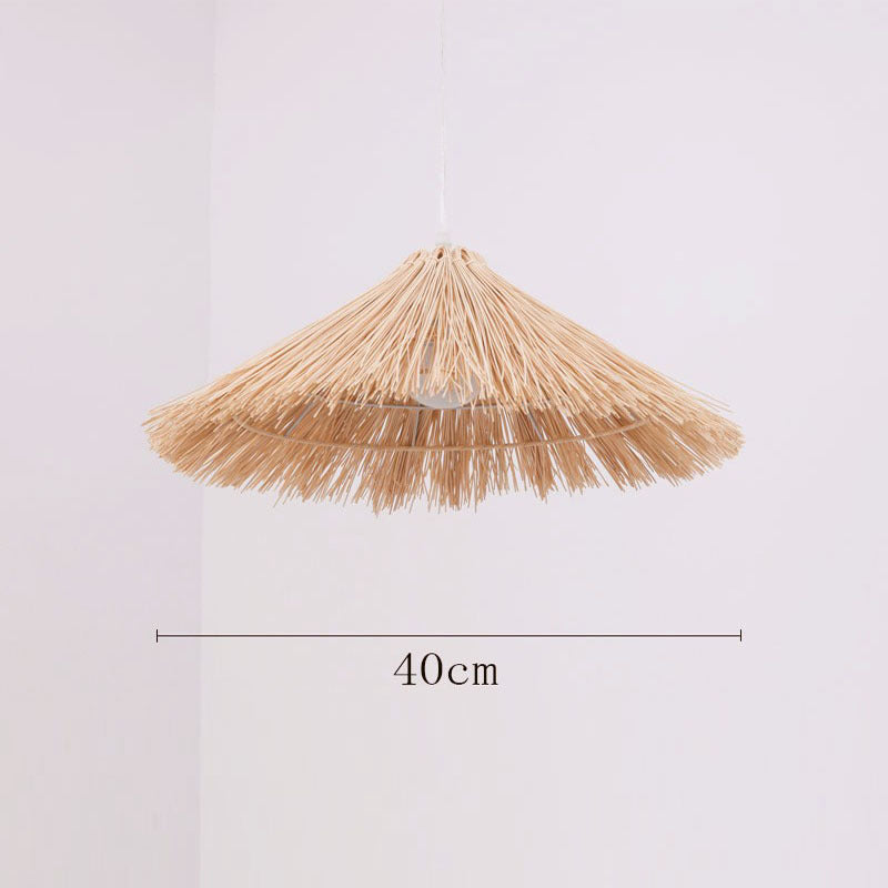 Vintage rattan straw hat chandelier rattan art round bird's nest Chinese pastoral hotel restaurant agritainment bed and breakfast straw hat lamp