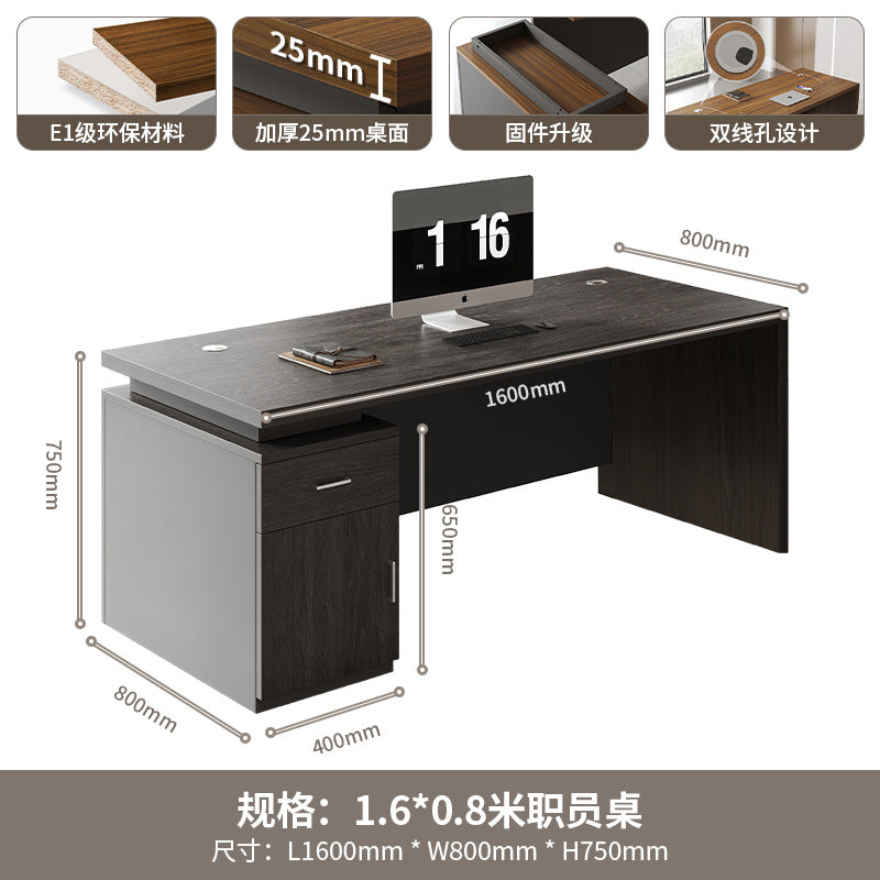 Executive office desk, modern minimalist manager's desk with computer drawer, office desk and chair set for employees