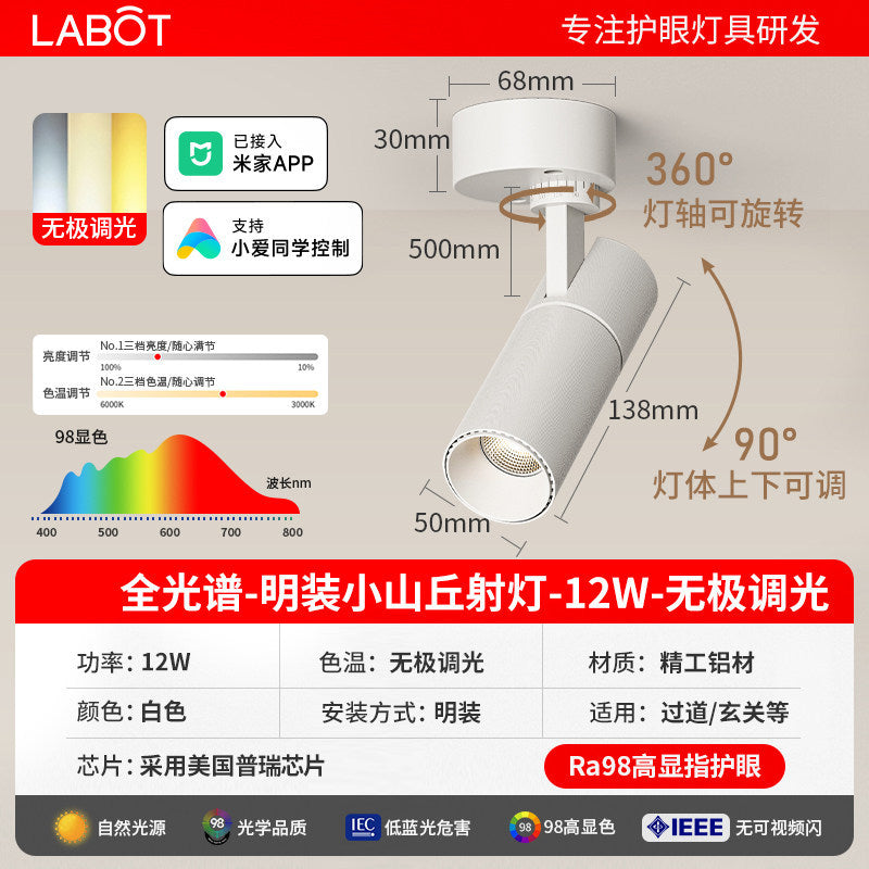Surface-mounted hill spotlight with adjustable angle foldable ceiling-mounted wall wash light full spectrum living room high display wall wash light