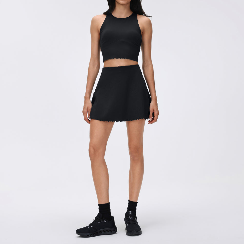 Yoga tennis skirt suit for women with chest pad fitness sports vest fashion tape lined sports skirt two-piece set