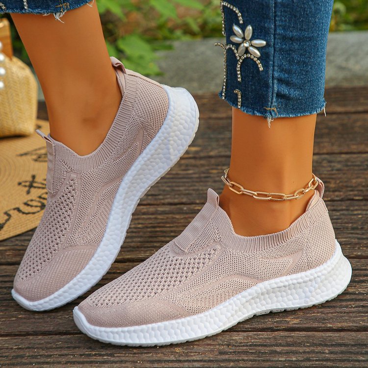 Women's shoes  cross-border flyknit mom shoes spring/autumn export soft sole soft upper casual versatile breathable athletic flats