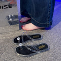 New transparent rhinestone slippers for women, summer outdoor wear, new high-end french style thong beach sandals