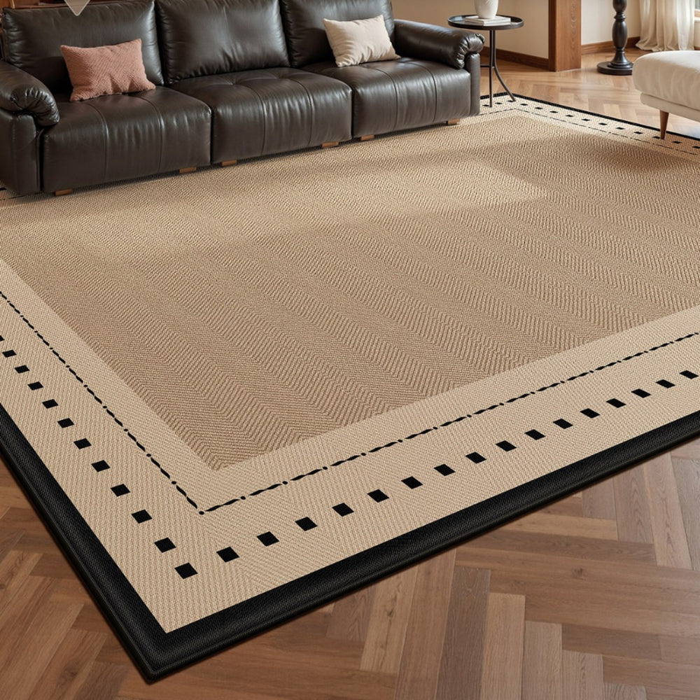 Cooling mat rug for living room, vintage style, summer ice silk, wash-free, wipeable, sofa coffee table, high-end light luxury floor mat, stain-resistant