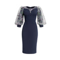Long-sleeved, waist-cinching, midi-length dress,  new style, faux two-piece, spliced pencil skirt, african clothing wholesale