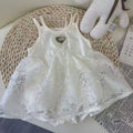 Baby embroidered romper dress - perfect for first birthday celebrations! summer style, trendy baby bodysuit with princess tulle skirt - crawling suit