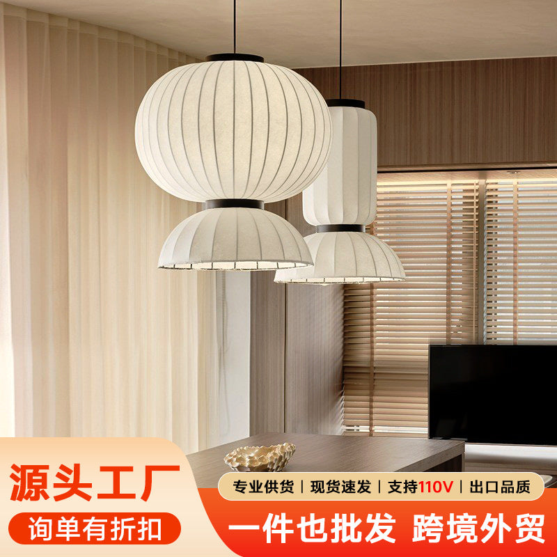 Wabi Silent Wind Restaurant Chandelier Bar Counter Japanese Silk Lantern Designer Homestay Zen Zhongshan Lighting Home Improvement Lighting