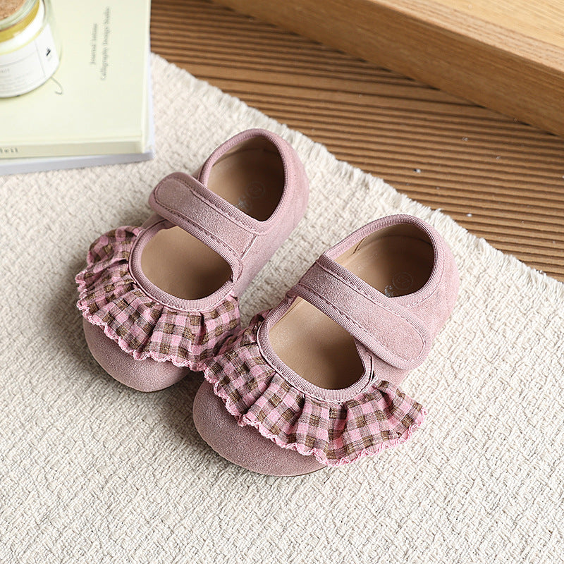 Insfrench small leather shoes  spring autumnew arrivalk-stylegirllace princess shoes soft bottom beanie shoes