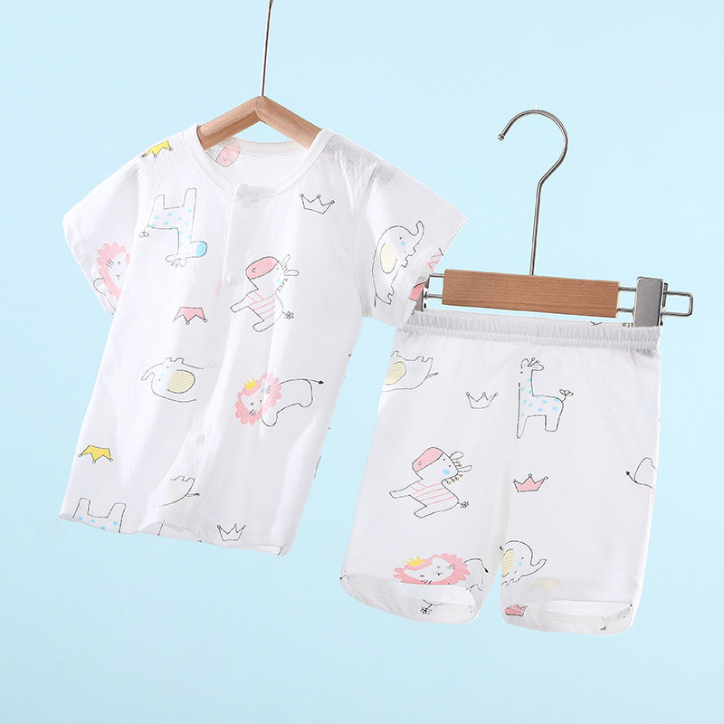 Baby short-sleeve set - summer lightweight cartoon newborn pure cotton kids summer shorts infant clothes spring/summer outfit