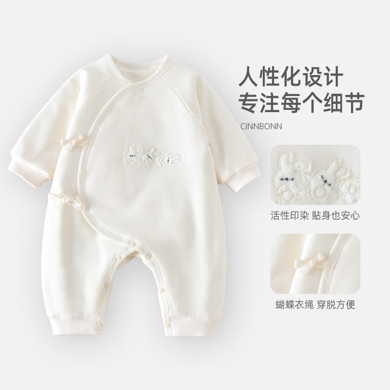 Babibele baby clothes autumn winter new arrival one-piece quilted clothes infant clothes long sleeves side-breasted hairy