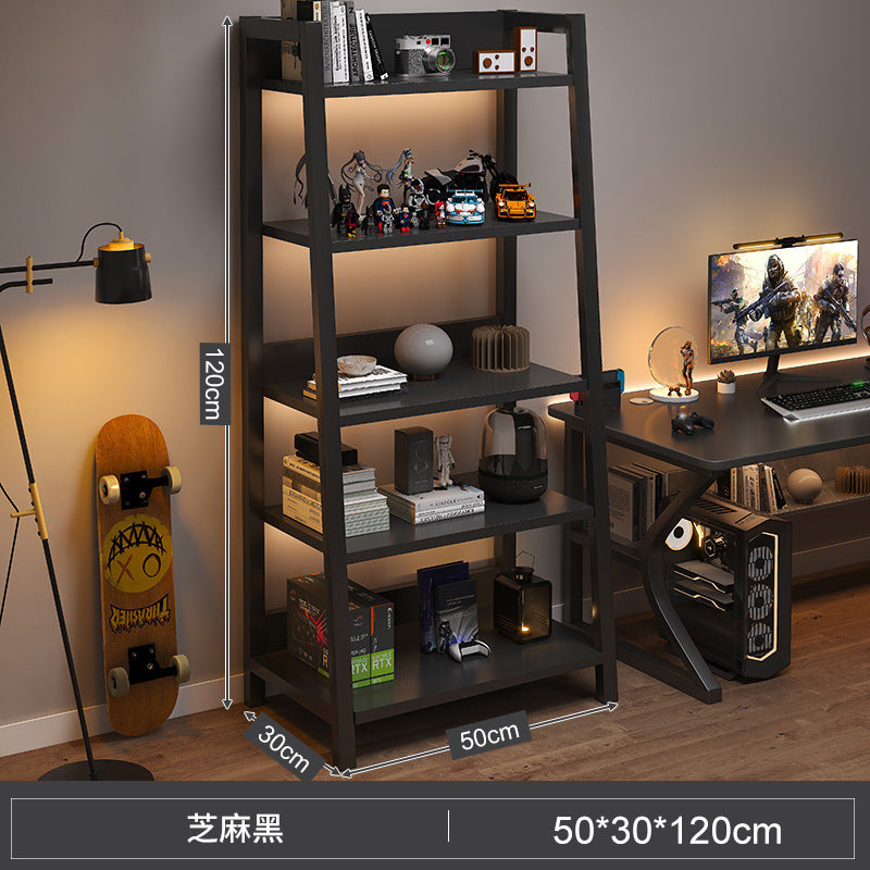 Shelf Floor-to-ceiling storage shelf Multi-layer bookshelf E-sports room Computer table Locker Wrought iron trapezoidal display shelf