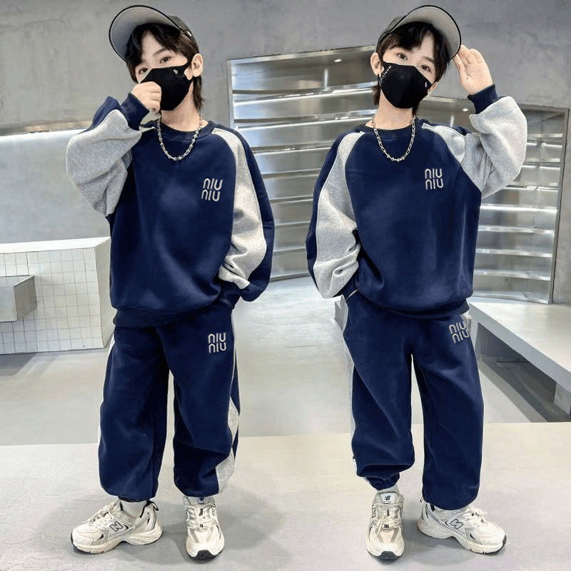 Boys' spring  new collection: stylish korean-inspired two-piece outfit for older boys - cool, trendy, and fashionable spring/autumn look
