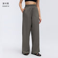 Spring/summer lightweight breathable straight-leg sports pants - women's drawstring loose fit, hip-concealing, slimming, casual wide-leg trousers d26014