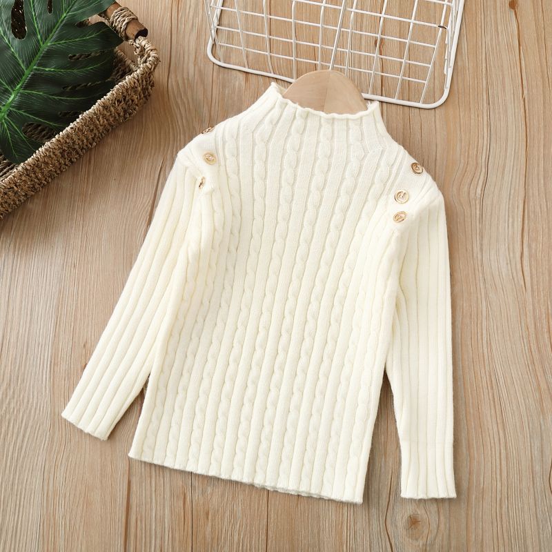Girl half turtleneck sweaterknitting bottom shirtfall and winternew arrivalkids clothing style baby fleece-linedthickened sweater