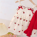 Girls' red floral sundress two-piece princess outfit - new autumn  korean style