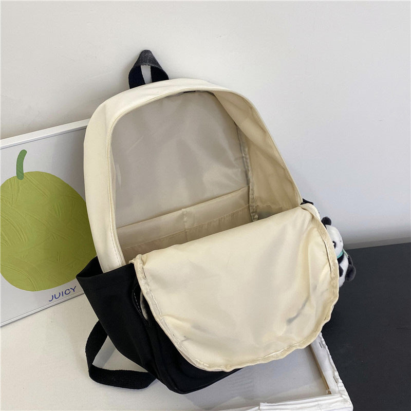 New plaid versatile casual girl backpack cute cartoon panda schoolbag female primary school junior high school student backpack