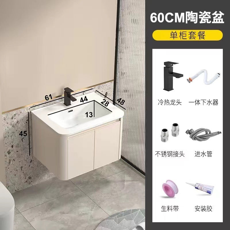 Space aluminum bathroom cabinet ceramic wash basin cabinet combination bathroom wash basin cabinet waterproof moisture-proof basin