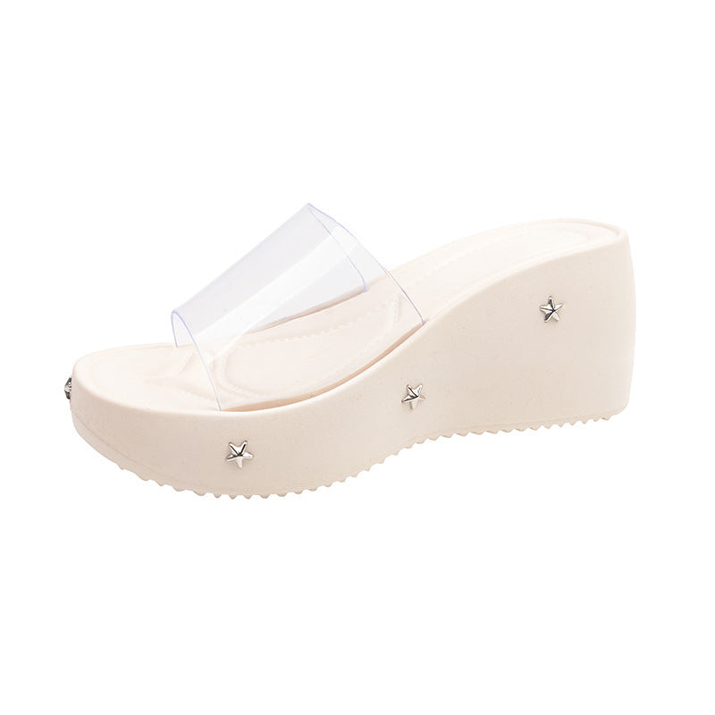 8cm thick sole wedge sandals women's outwearsummernew arrival high heels women's beach platform bottomeva breathable sandals