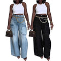 new european and american cross-border  independent station foreign trade women's pants workwear pocket fashion jeans women