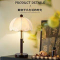 French medieval atmosphere fabric american living room bedroom bedside table study solid wood lamp retro nostalgic decorative table lamp