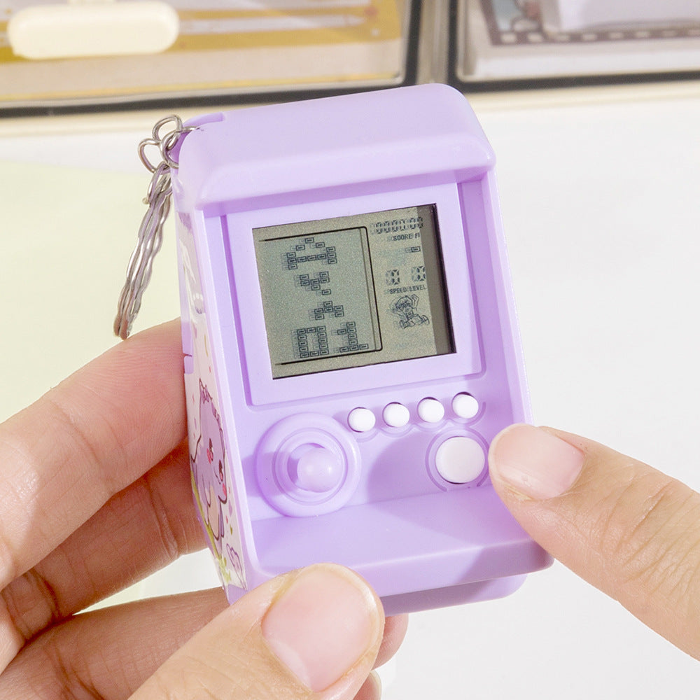 Pocket mini tetris game console arcade mini keychain pendant creative stationery gift export goods