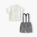 Korean style boys' formal wear  summer new collection: gentleman's two-piece outfit - white short-sleeve shirt and shorts set for special occasions