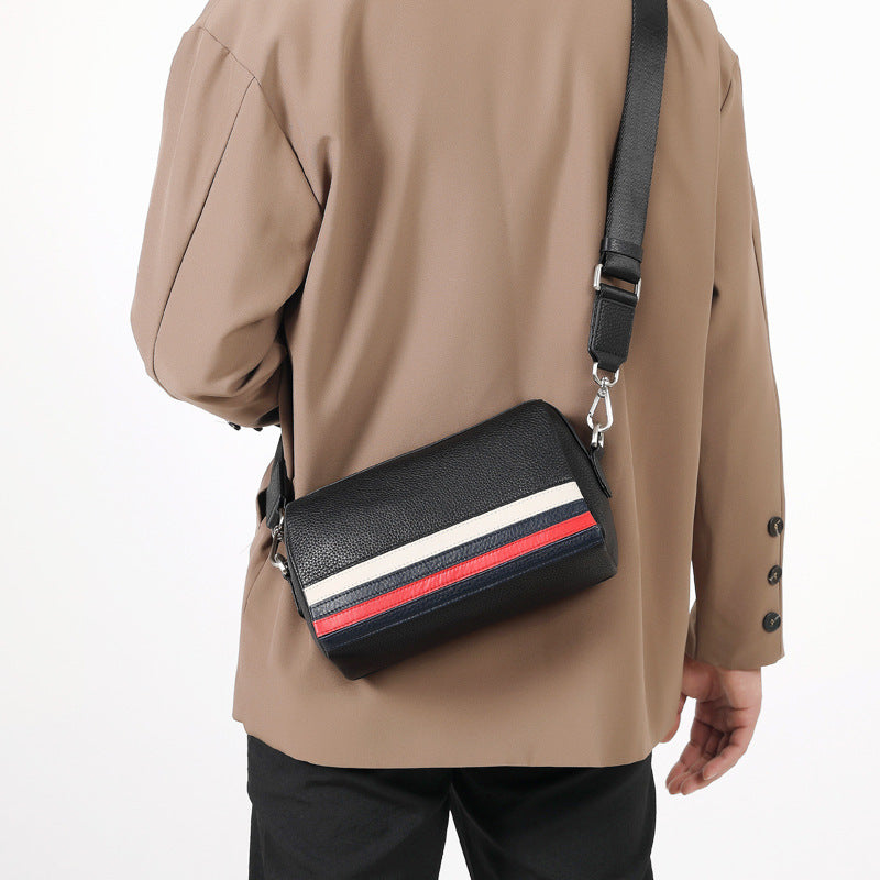 Shoulder bag men's messenger bag first layer cowhide business casual fashion contrasting color genuine leather large-capacity men's bag one piece delivery