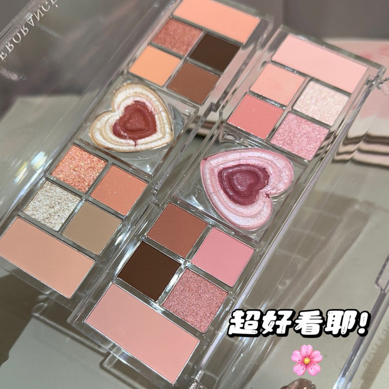 HERORANGE~ Heart twelve-color eyeshadow pearlescent shiny super flash matte blush high-gloss integrated disc multi-purpose