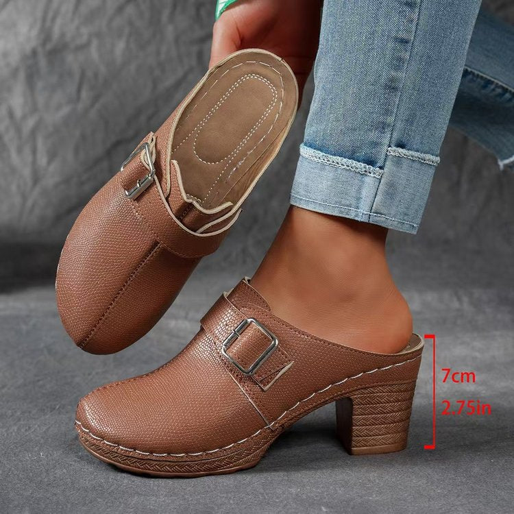 Plus sizecasualexportretrothick sole half slippers for women 2026springoutwearplus sizelazy slip-on slippers