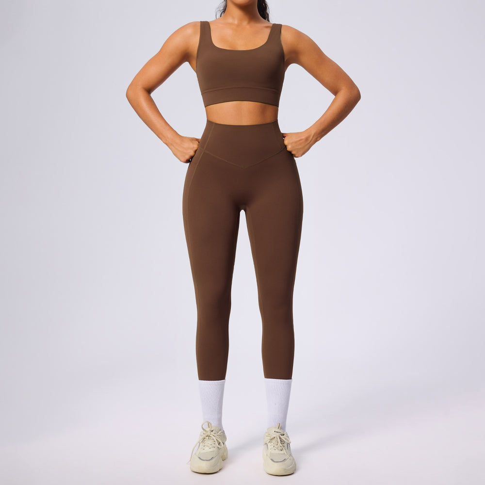 European and american new women's shaping workout set - high waist tummy control pocket yoga outfit - stretchy & breathable fitness set