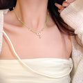 Forest style small fresh one-word buckle ring necklace handmade ins woven niche bestie elegant couple gift necklace