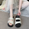New arrivalcouple slippers thick sole summer outwearclassy sense of heightening shoes short women's sandals birkenstock one-line slippers