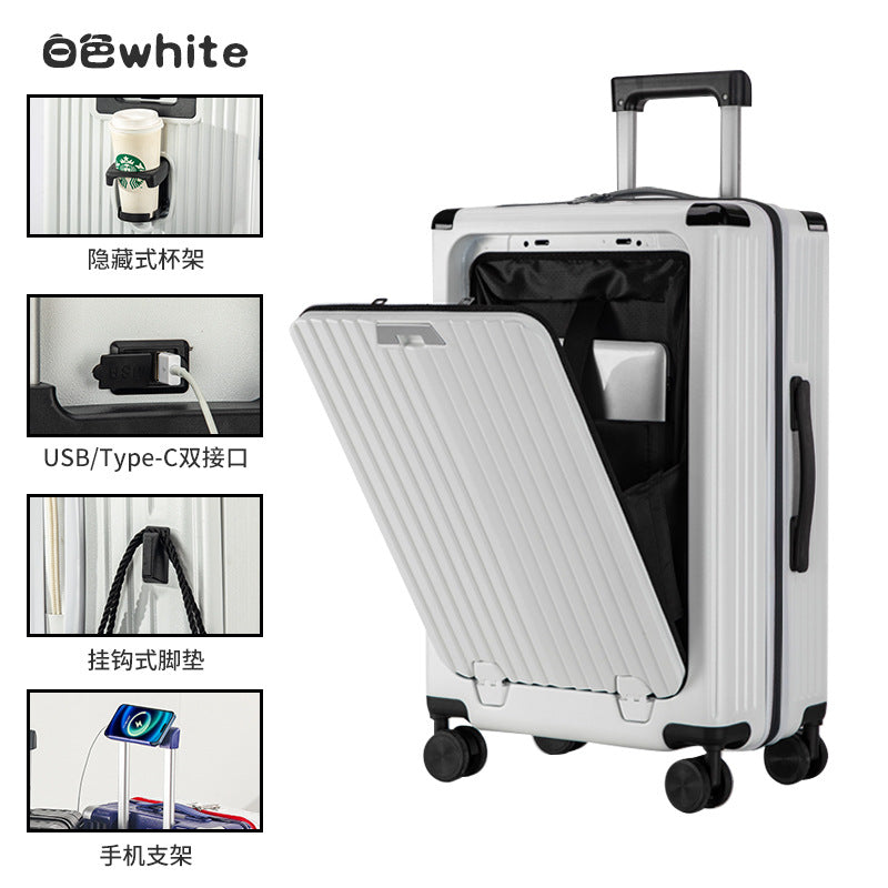 New suitcase multi-functional aluminum frame front opening suitcase trolley case smart travel bag colorful parent-child