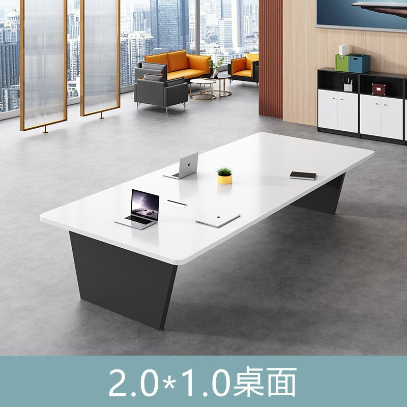 White conference table minimalist modern rectangular desk small meeting room table and chair set