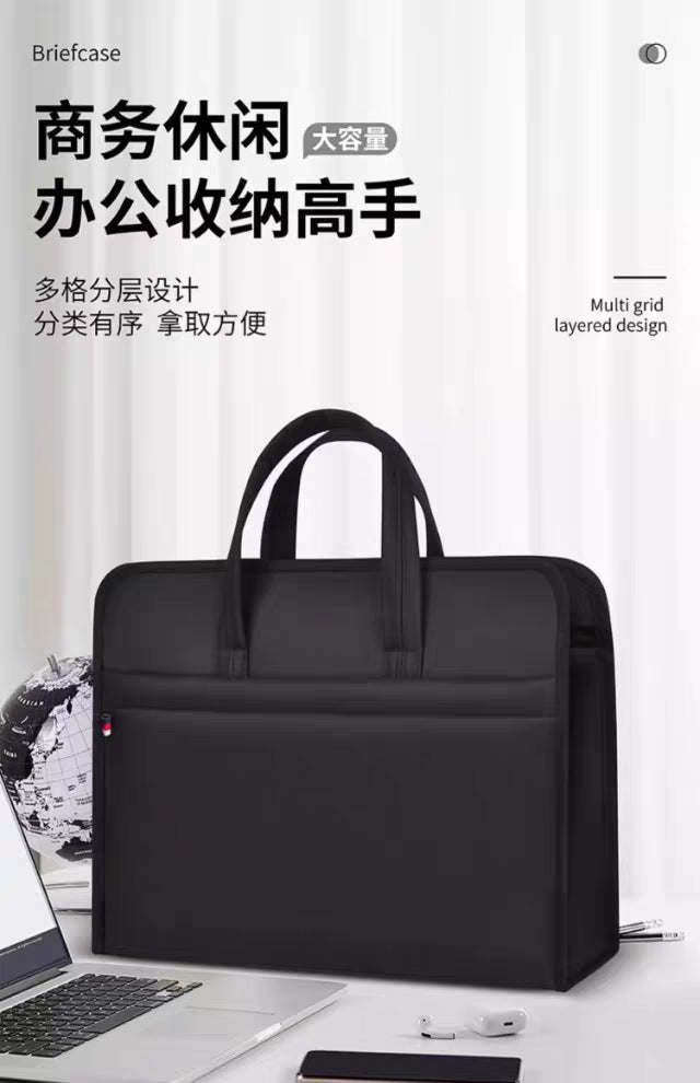 Oukeqi satchel business large-capacity document bag oxford cloth information bag logo conference briefcase zipper type