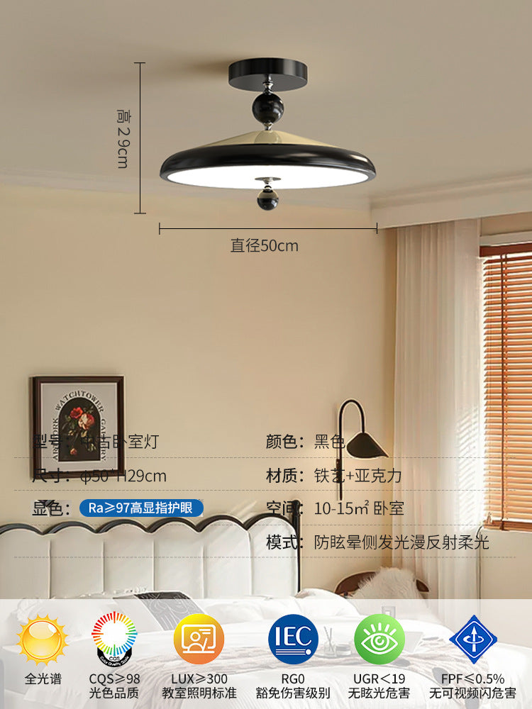 French antique bedroom eye protection ceiling light retro walnut wabi sabi wind study aisle balcony wrought iron lighting