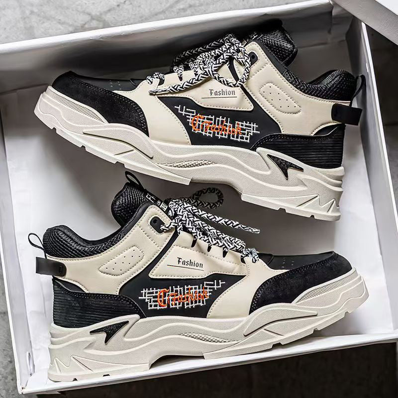 Spring men's high-top work shoes korean style trendy thick-soled martin boots athletic casual sneakers ankle boots fashionable shoes